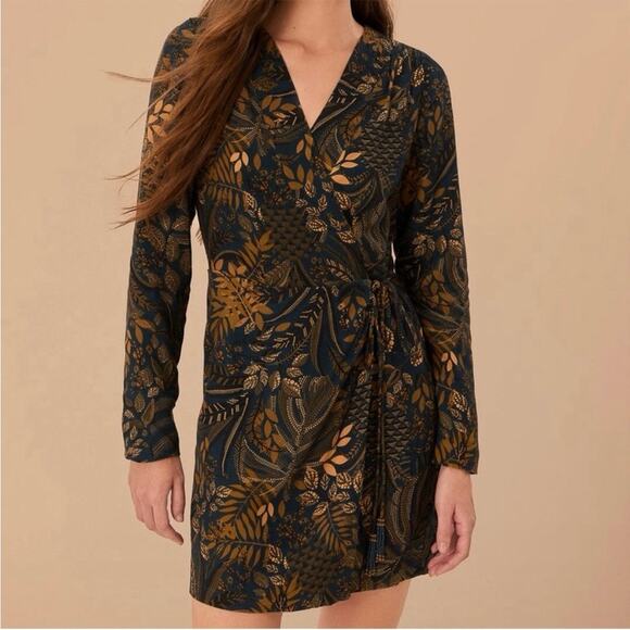 FARM Rio Teal Dotted Forest Lenzing Ecovero Viscose Wrap Mini Dress XS - Picture 2 of 12